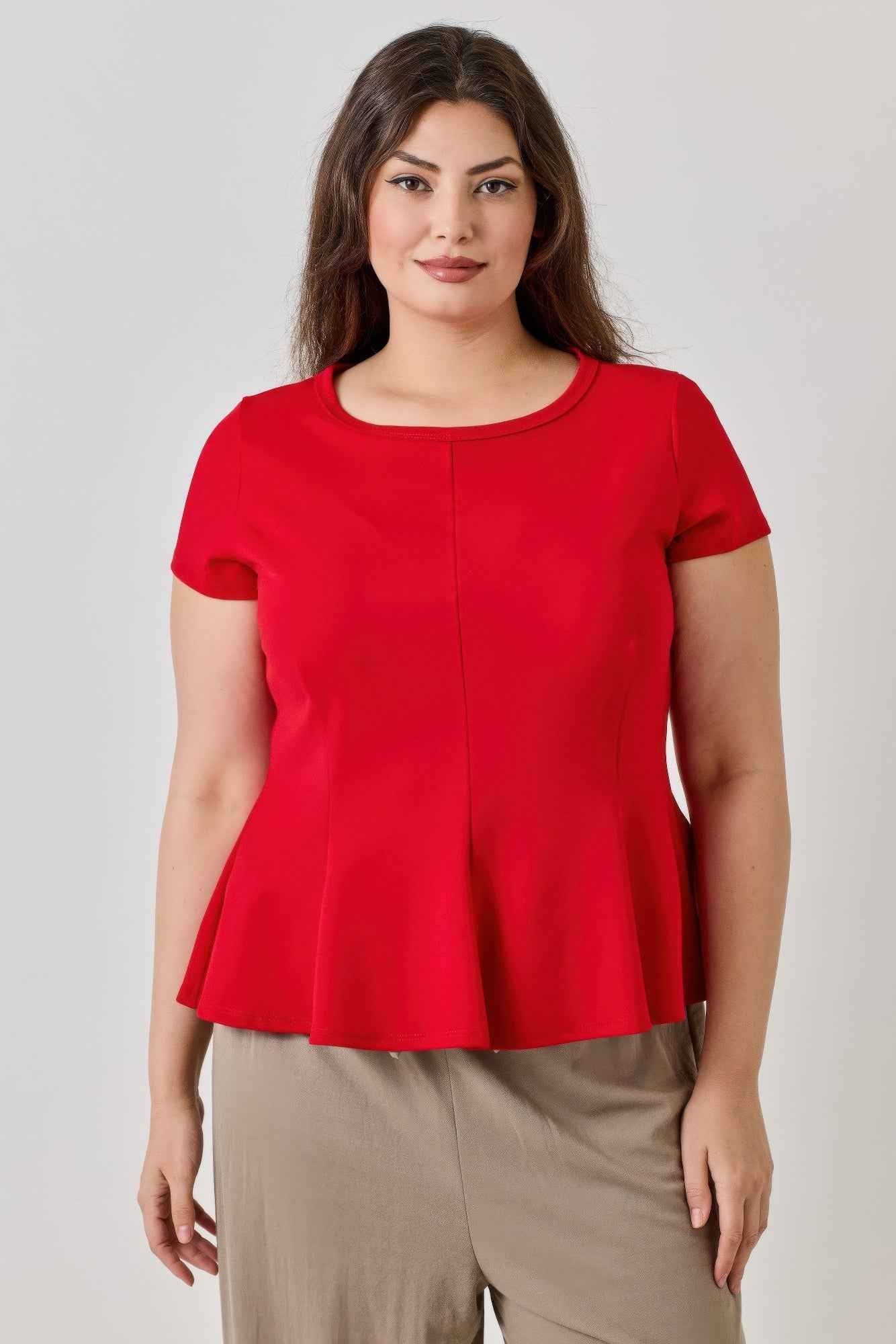 Plus Size Peplum Top - Scuba Crepe Styling