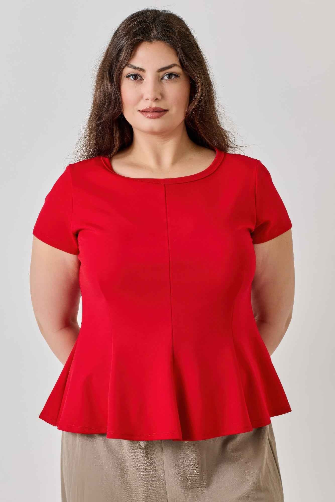 Plus Size Peplum Top - Scuba Crepe Styling