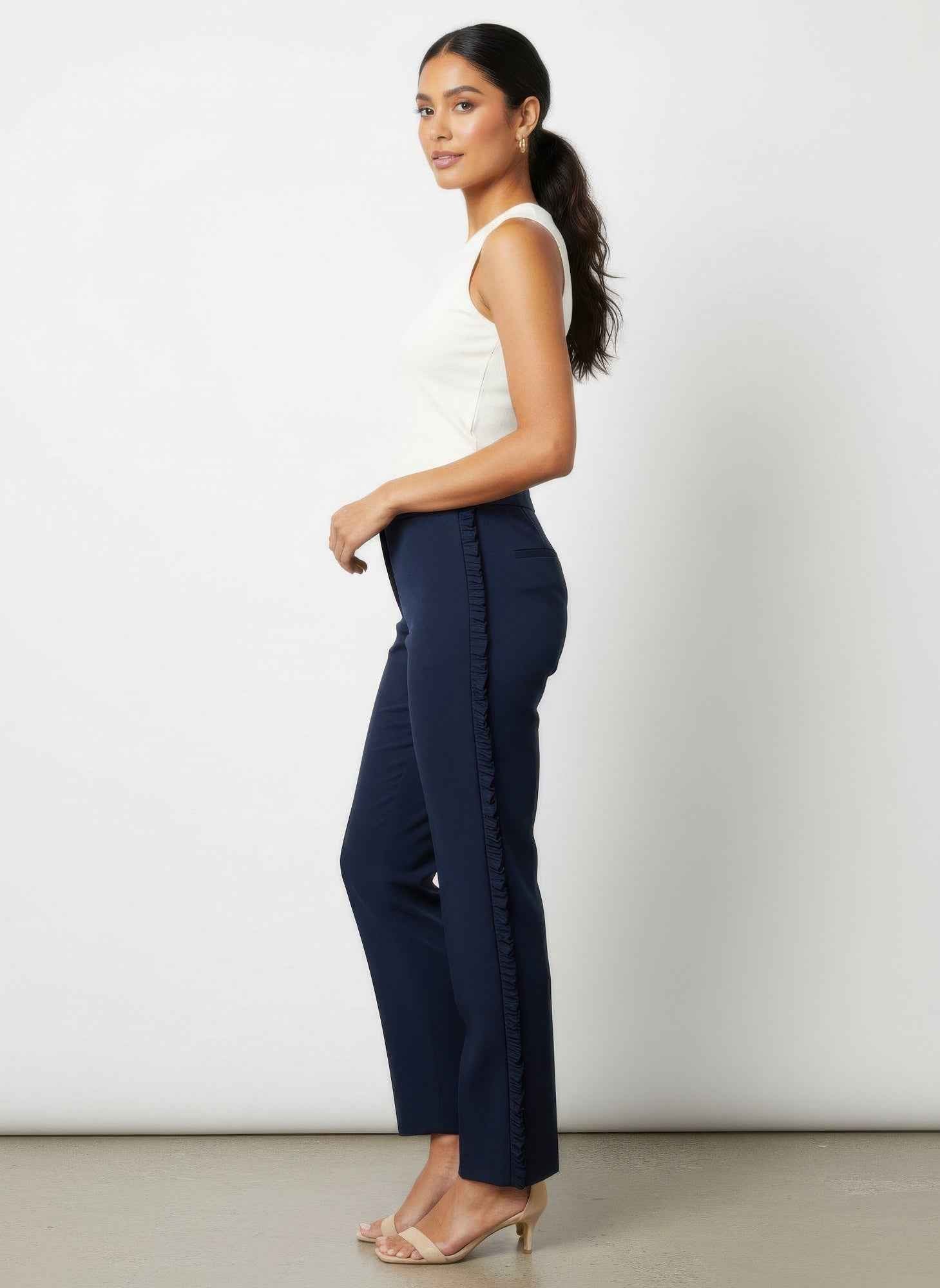 Zac & Rachel Slim Ankle Pants - Ruffle Pocket Detail