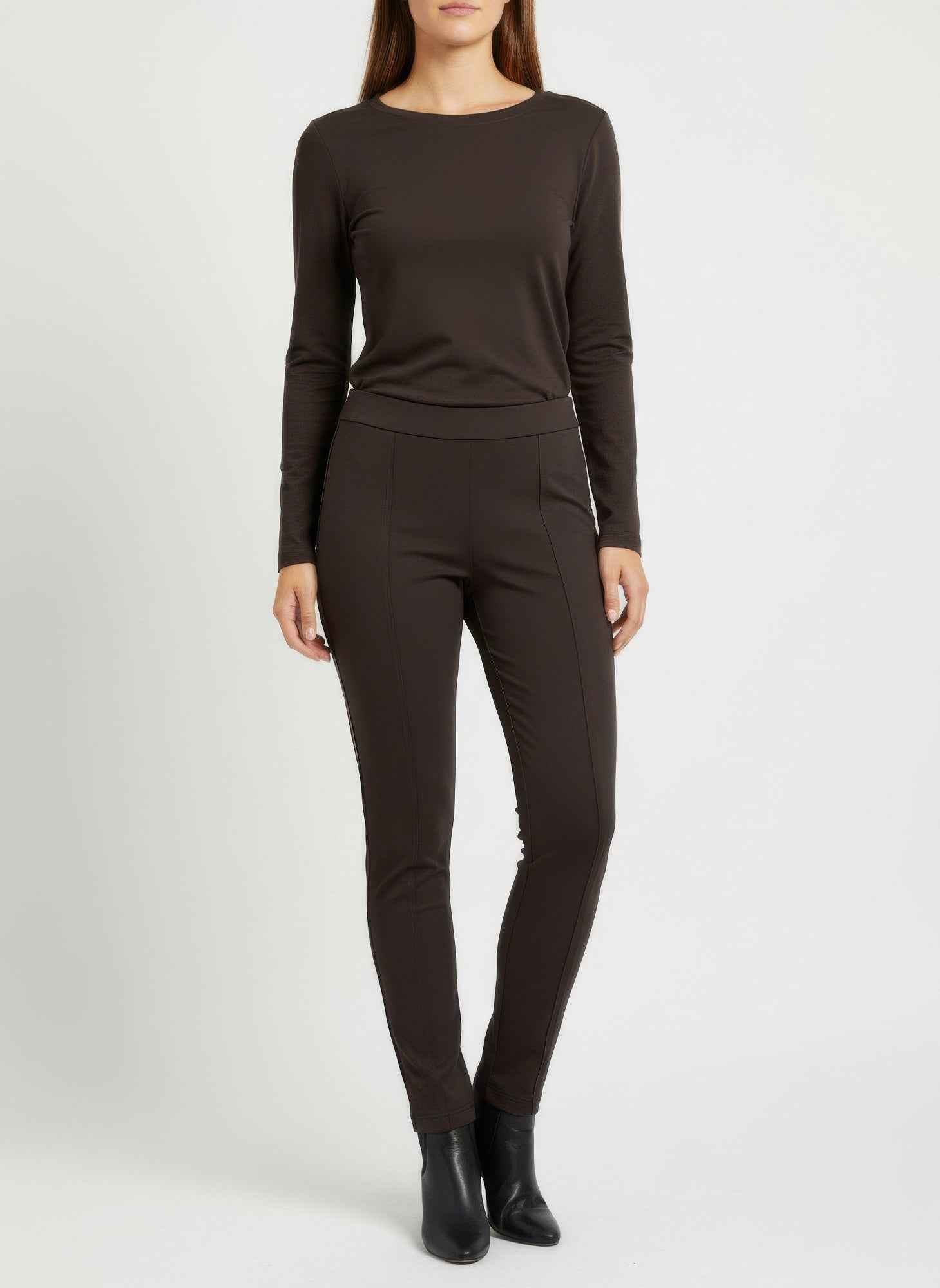 Slim Pull On Ankle Pants - Stretch Knit Polished Fit