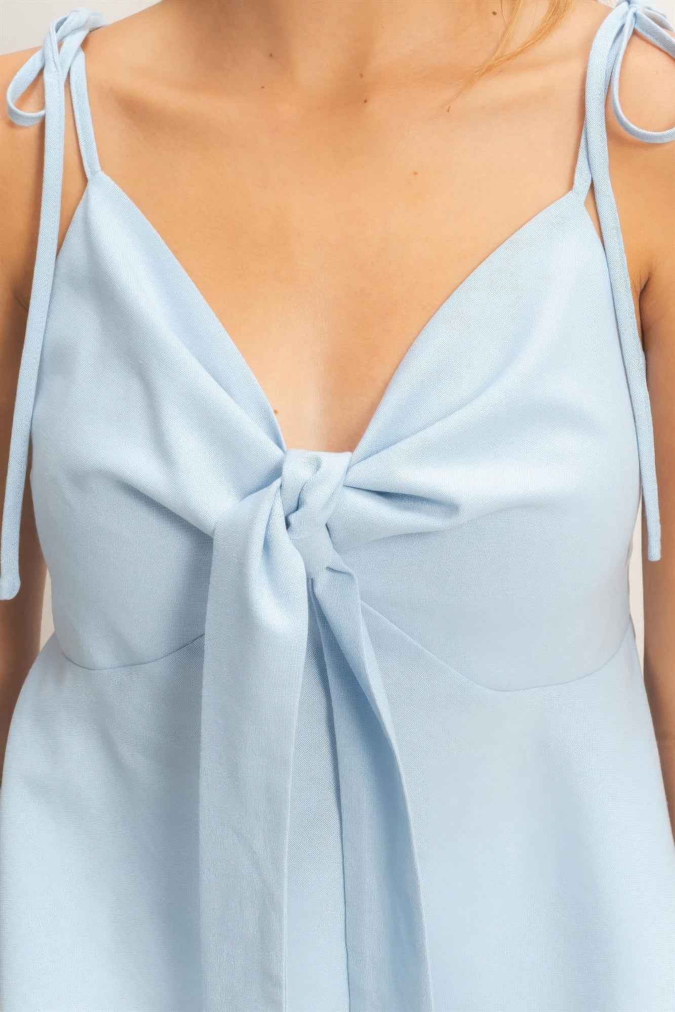 Tie Front Cami Top - Spaghetti Strap Knot Detail