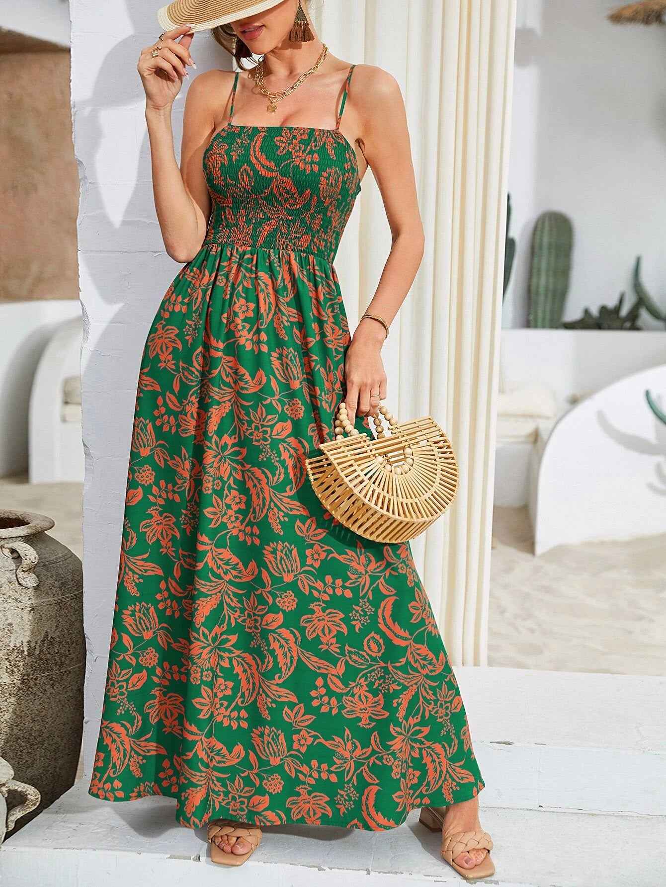 Floral Maxi Dress - Flowy Spaghetti Strap Summer Style