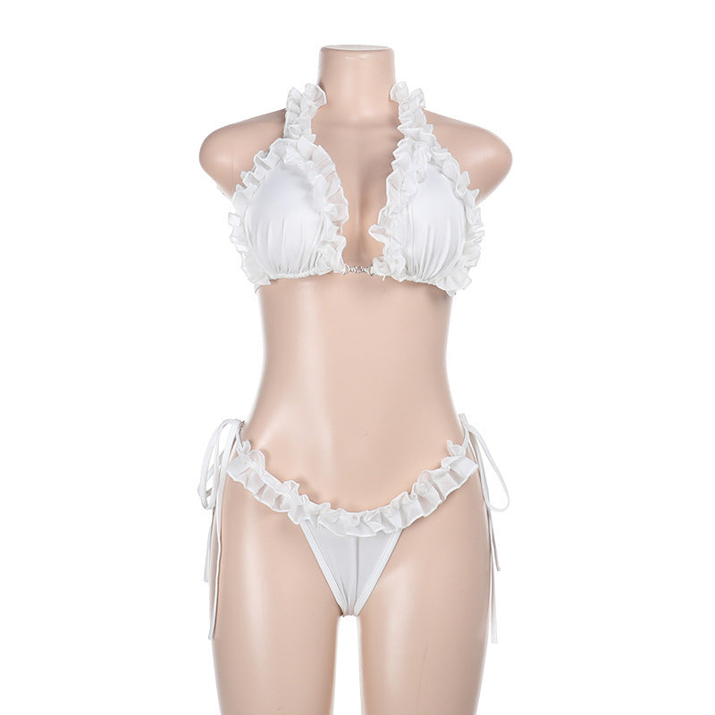 Lace Bikini Set - Strapless Split Swimsuit
