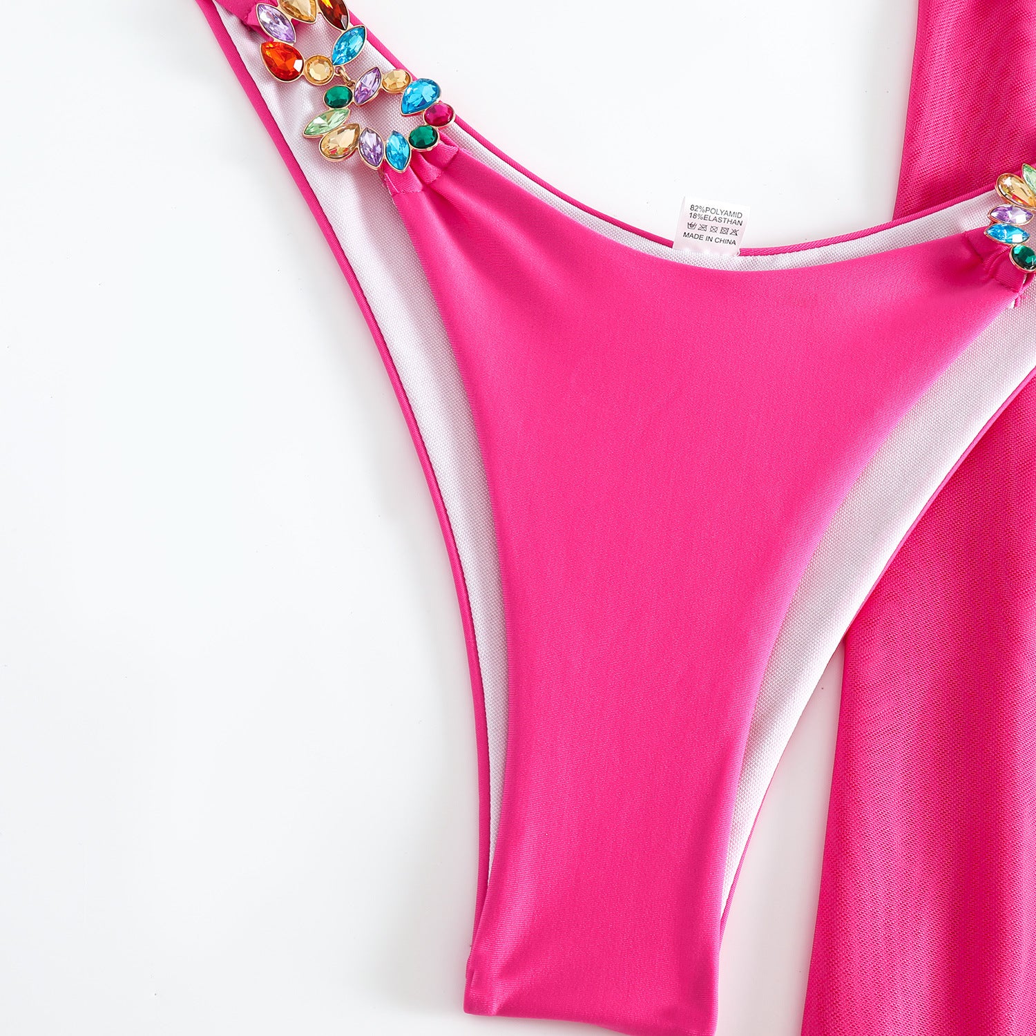 Three-Piece Bikini Set - Rhinestone Embellished Swimsuit - Fashions Envy