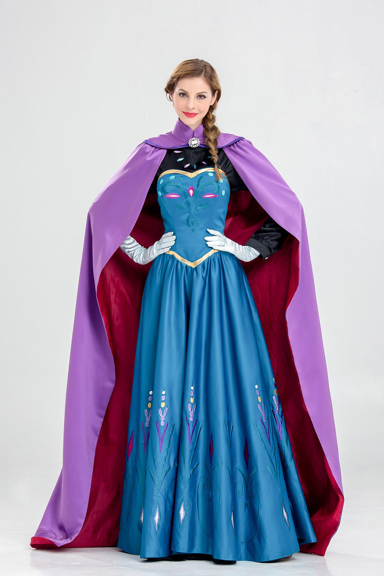 Anna Princess Costume Set - Blue Gown with Purple Cape