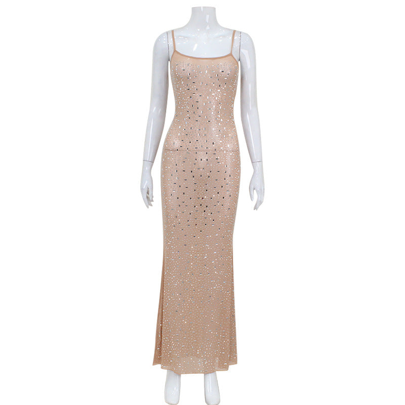 Mesh Perspective Evening Dress - Fishtail Maxi Gown