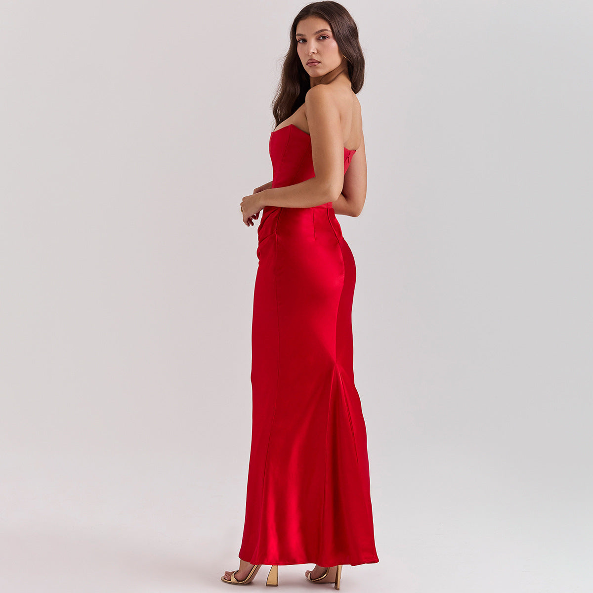 Strapless Ruched Maxi Dress - Sweetheart Evening Gown