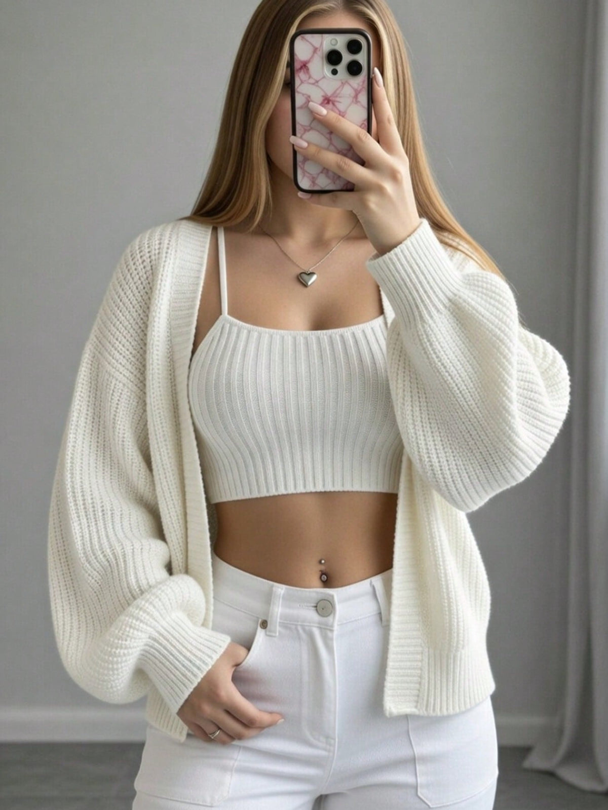 Relaxed Loose V-Neck Knit Cardigan for Women, Autumn Winter New Outerwear Sweater Coat, Plus Size Slimming Top