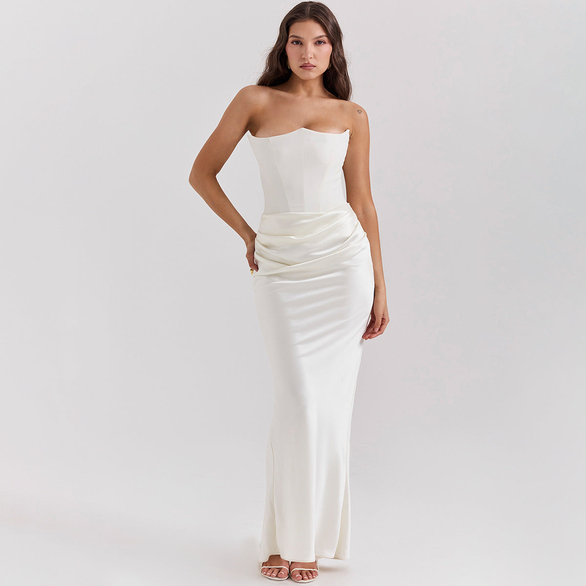 Strapless Ruched Maxi Dress - Sweetheart Evening Gown