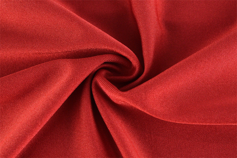 Red Bodycon Mini Dress - Sleeveless Square Neck