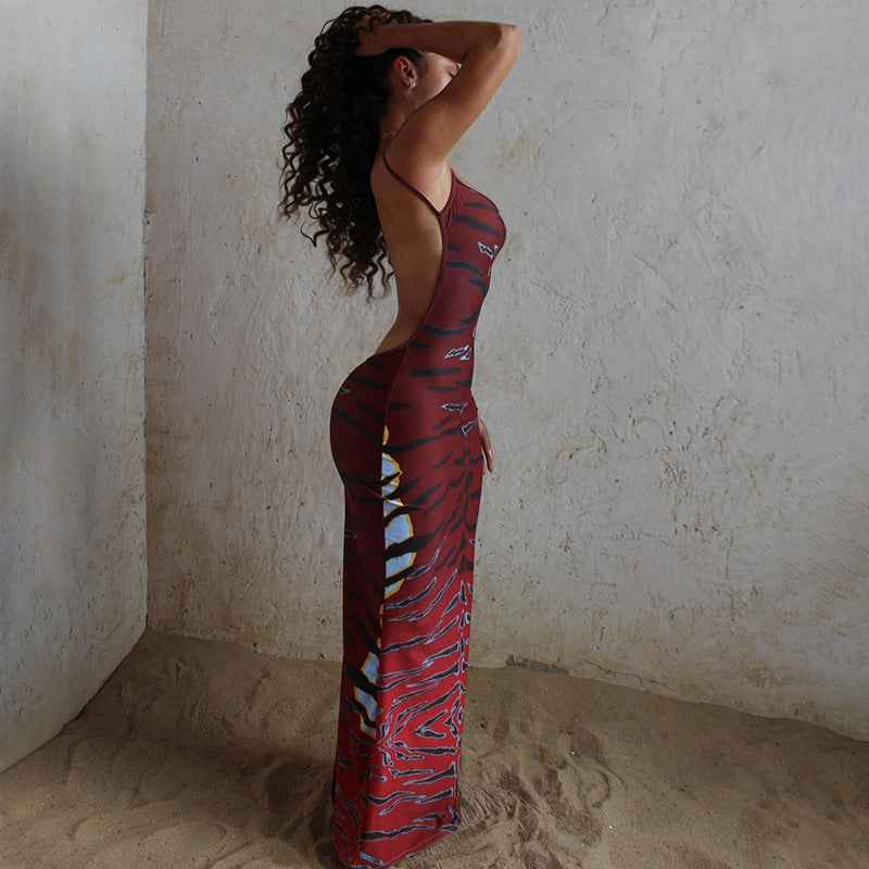 Sexy Backless Bodycon Dress - Sleeveless Low Neck