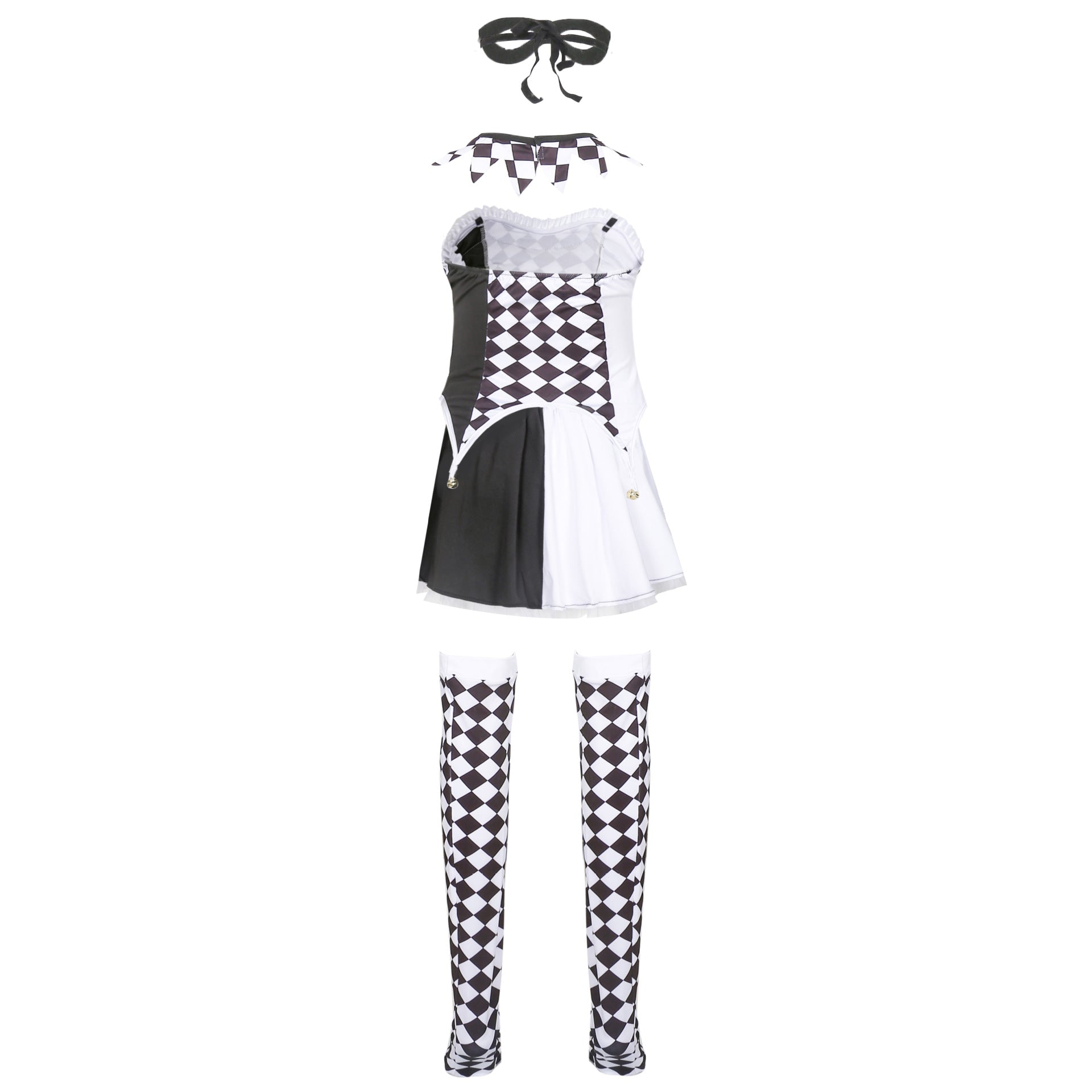 Vampire Clown Costume Halloween Outfit Devil Costume Role Play Checkered Jester Costume