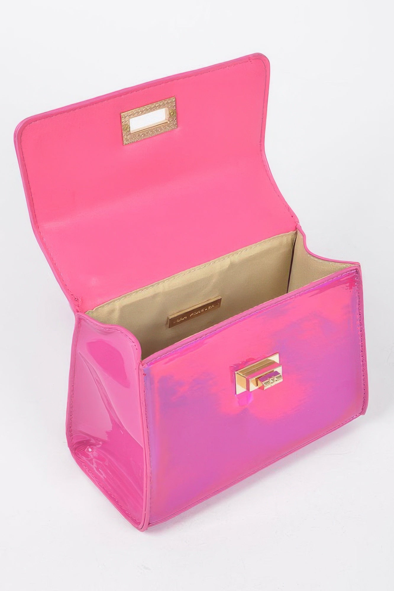 Mirror Metallic Flap Crossbody Bag - Fashions Envy