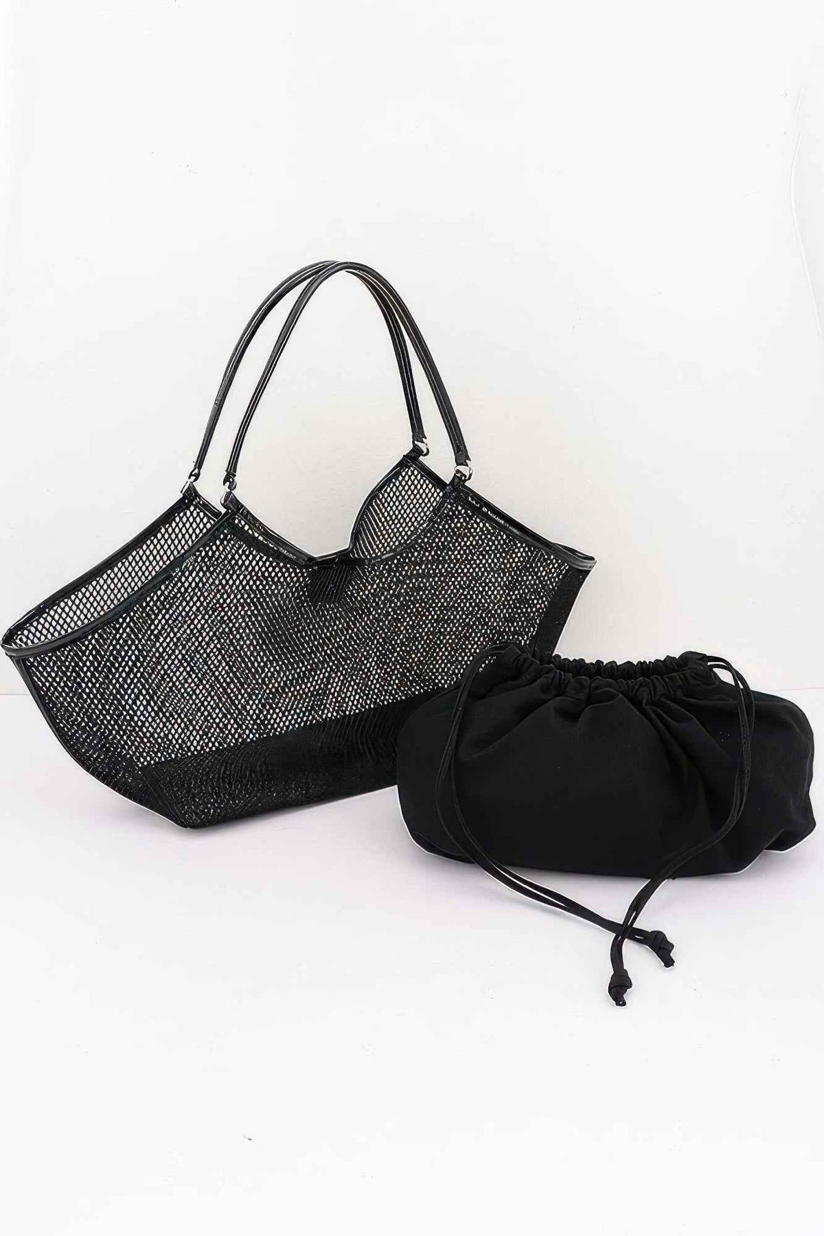 Mesh Tote Bag - Oversized Beach Bag with Drawstring Liner
