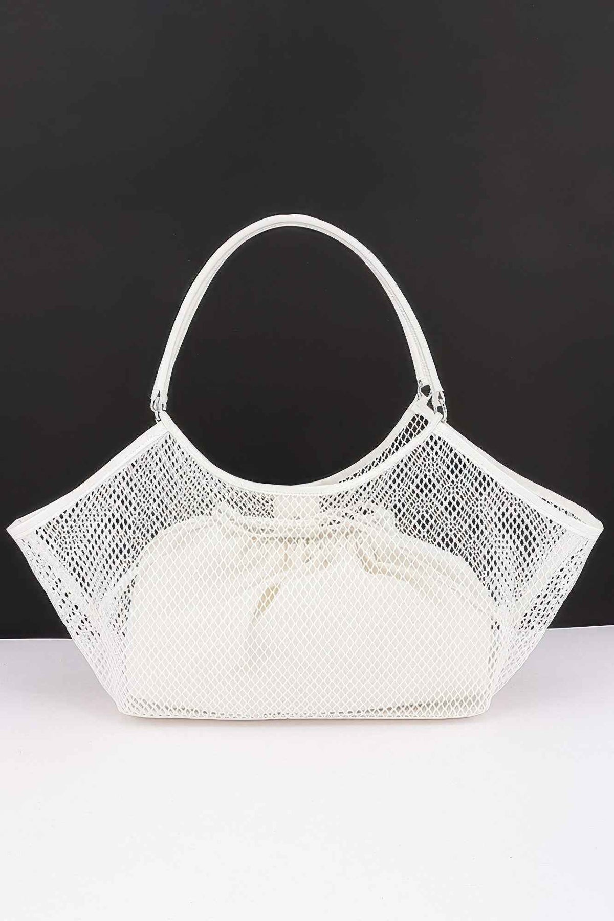 Mesh Tote Bag - Oversized Beach Bag with Drawstring Liner