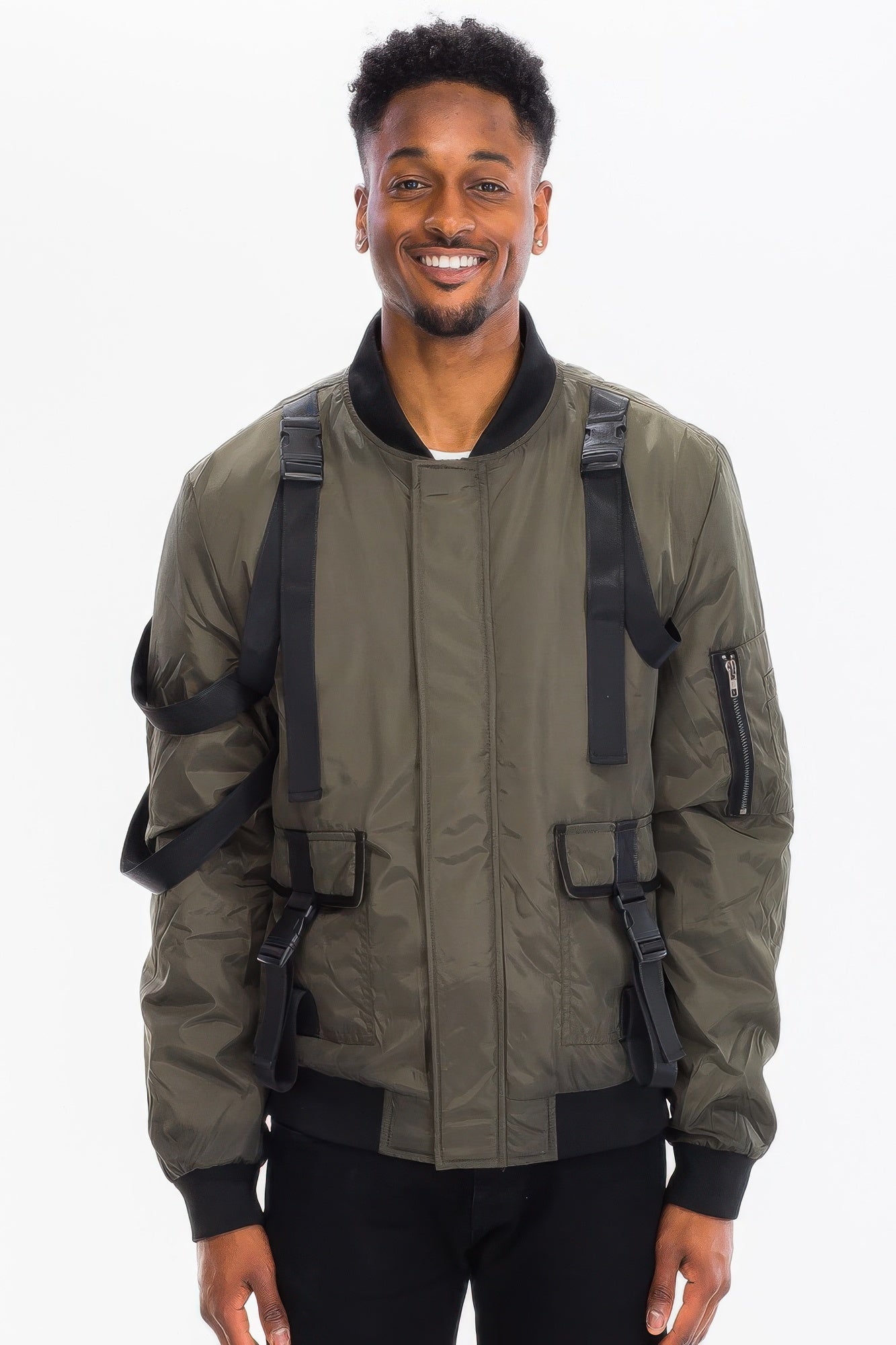 Utility Jacket - Tactical Strap Bomber Men's Functional - Fashions Envy