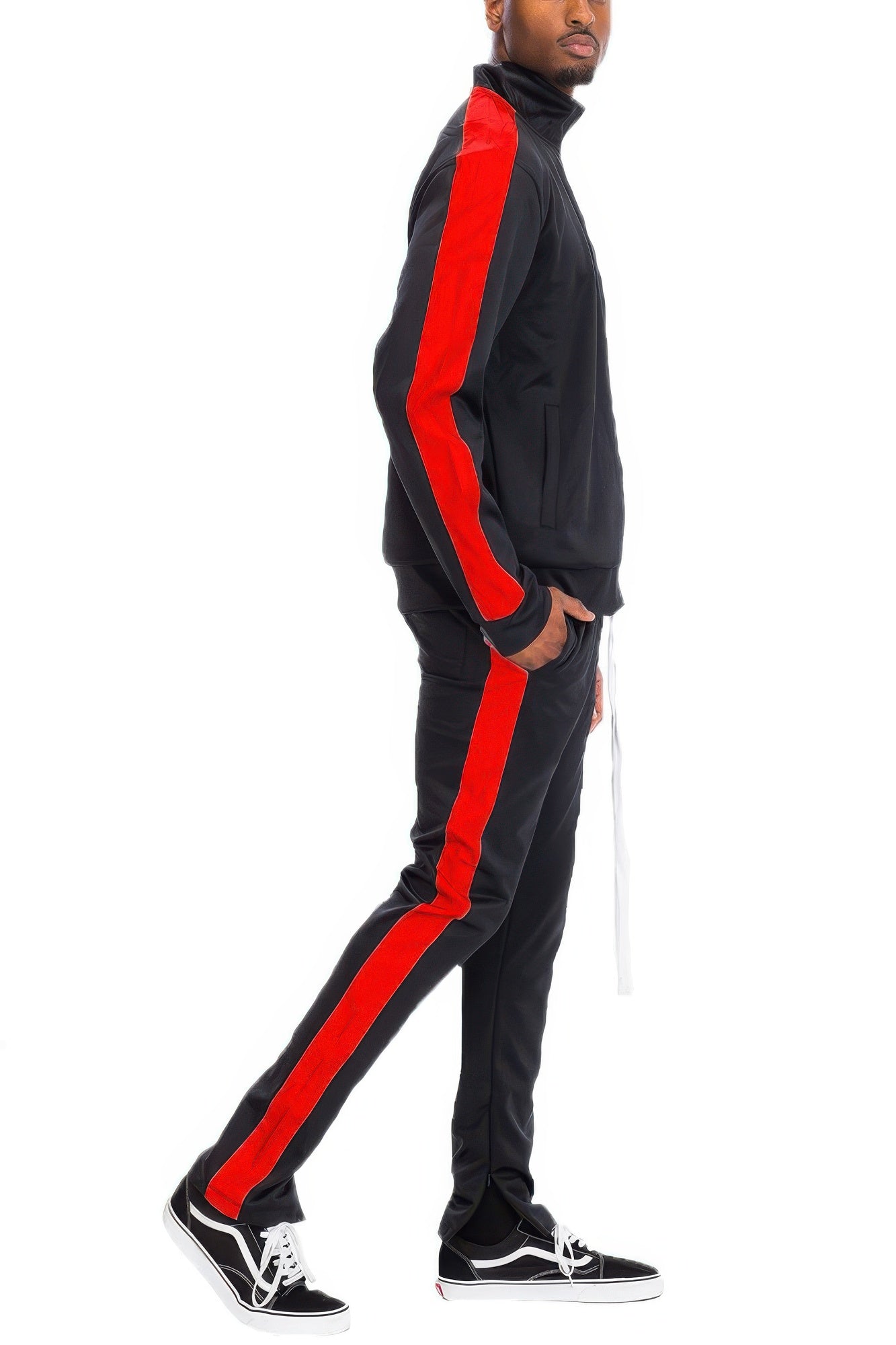 Men's Track Set - Single Stripe Full-Zip Jacket - Fashions Envy