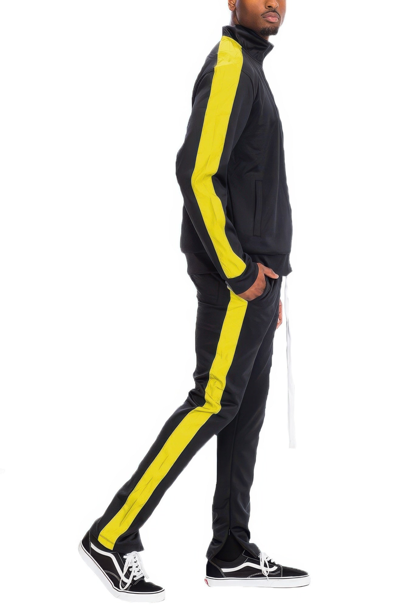 Men's Track Set - Single Stripe Full-Zip Jacket - Fashions Envy