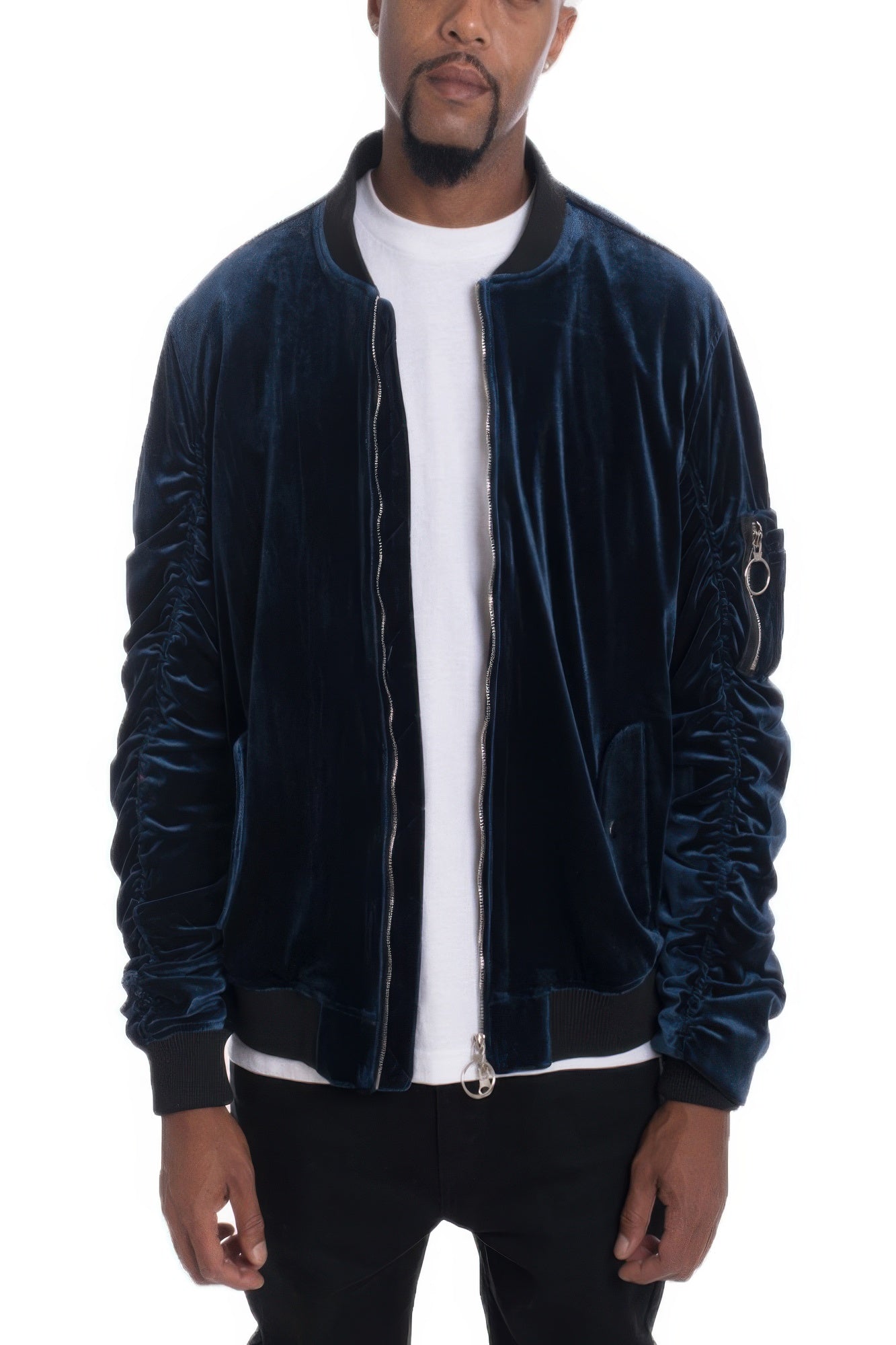 Bomber Jacket - Slim Fit Wrinkled Sleeve Men's Casual - Fashions Envy
