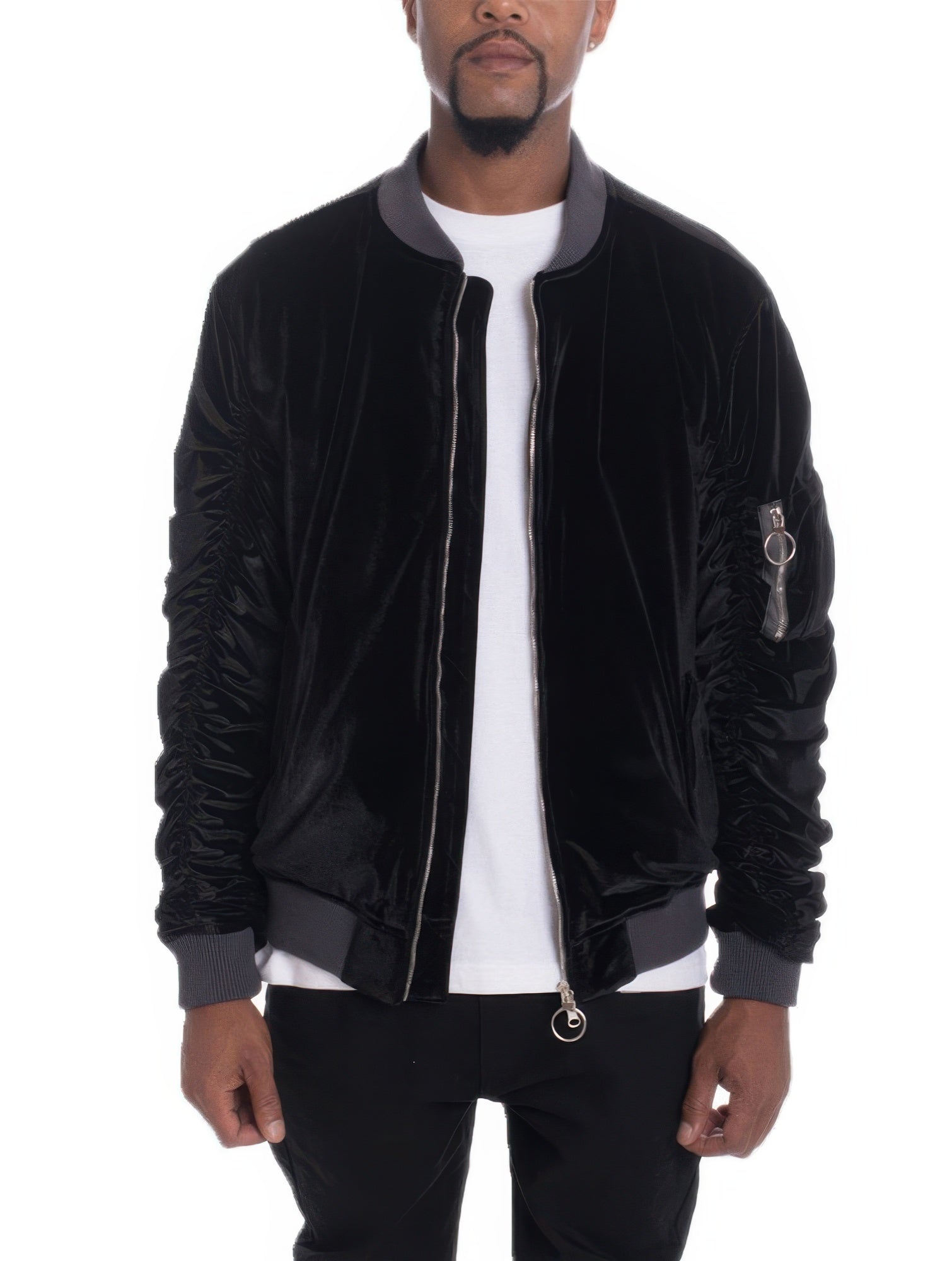 Bomber Jacket - Slim Fit Wrinkled Sleeve Men's Casual - Fashions Envy