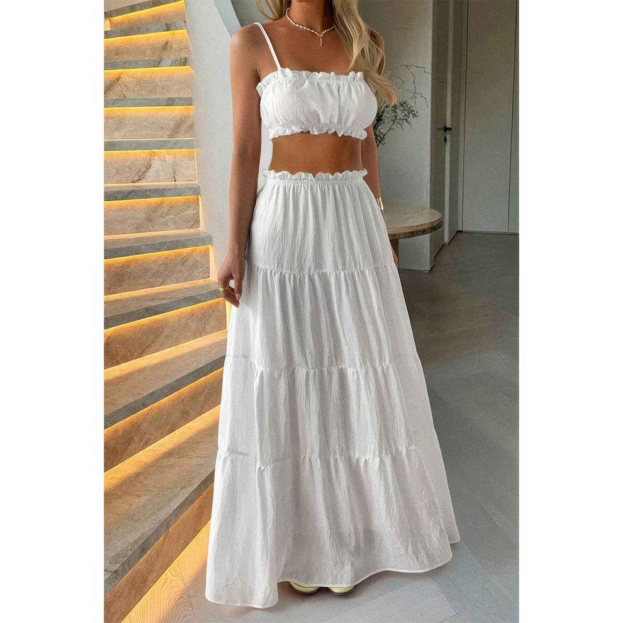 Sleeveless Halter Tube Top and Maxi Skirt Set
