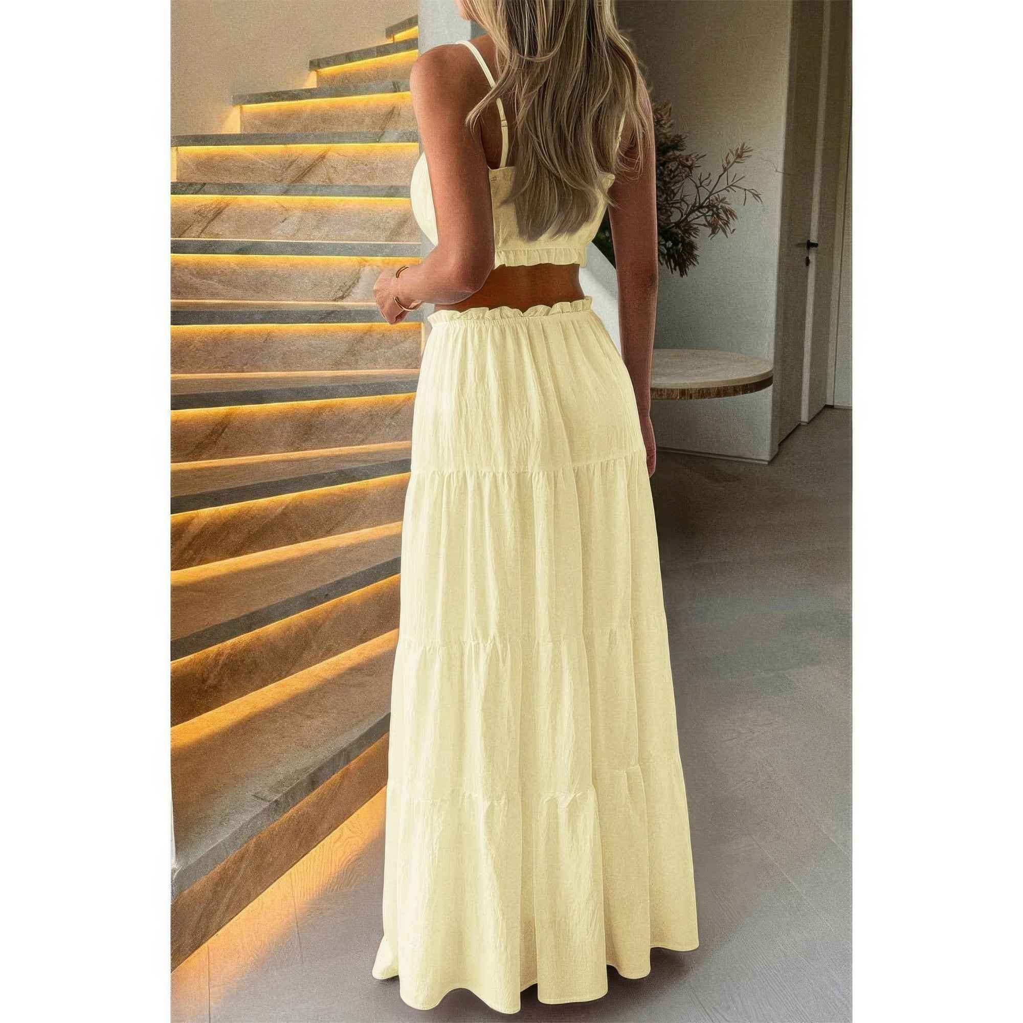 Sleeveless Halter Tube Top and Maxi Skirt Set