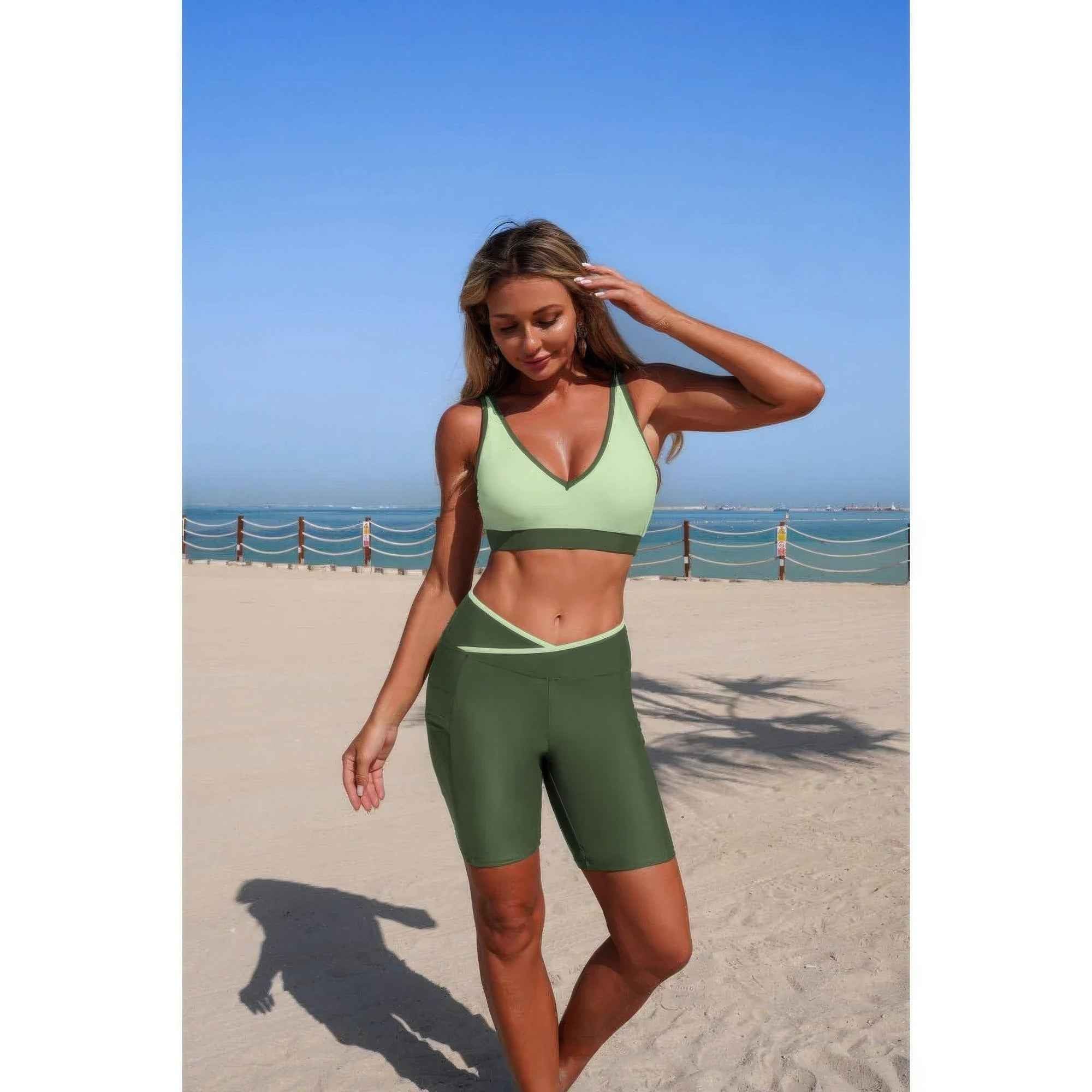 Color Block Sleeveless Yoga Set - Soft Stretch Activewear