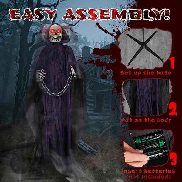 6ft Animatronic Grim Reaper - Sound Activated LED Eyes