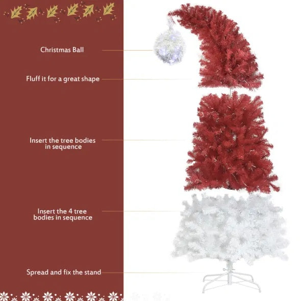 Santa Hat Christmas Tree - 6 FT Pre-Lit Artificial Fir