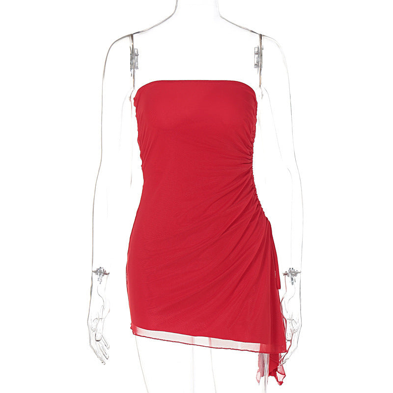 Y2K Tube-top Split Leg Summer Backless Mini Dress