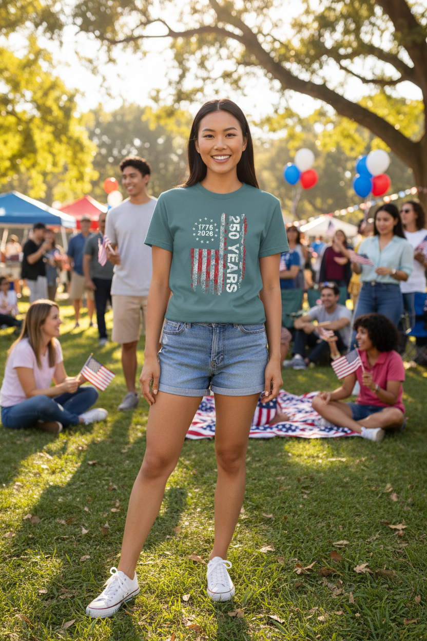 America 250 T-Shirt - Vertical Flag 250th Anniversary - Fashions Envy