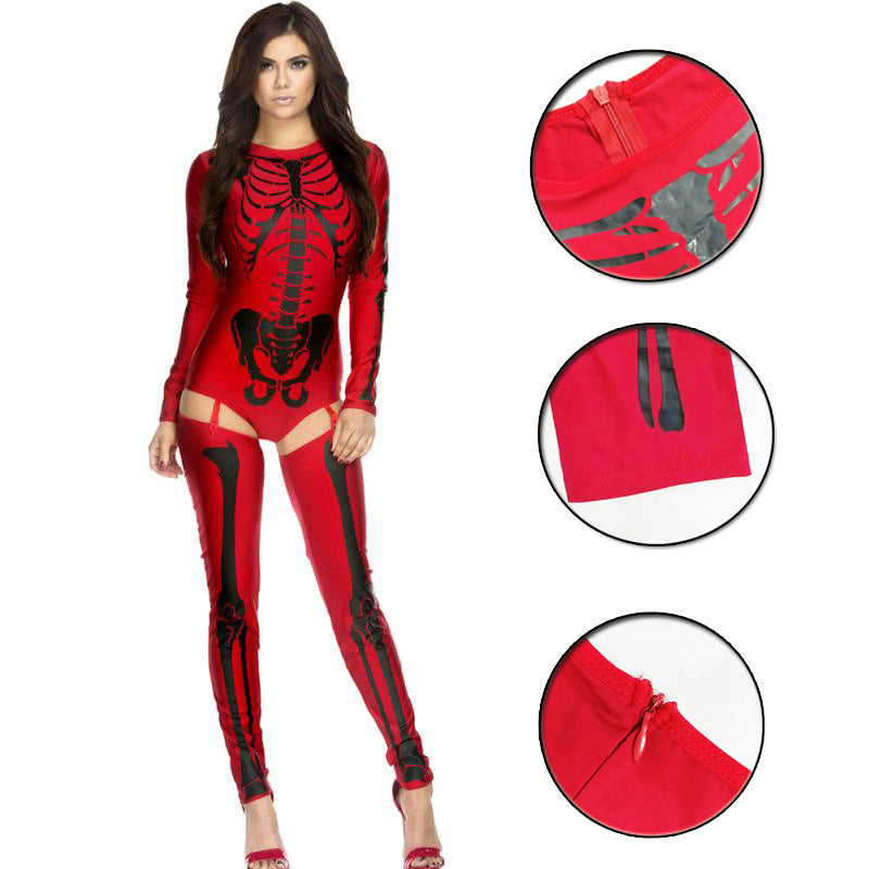Women's Halloween Costume Bodysuit - Skeleton and Masked Styles