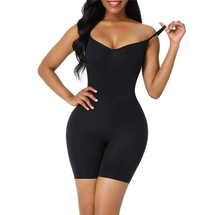 Black Cami Shapewear Bodysuit - Booty-Lift with Open Gusset