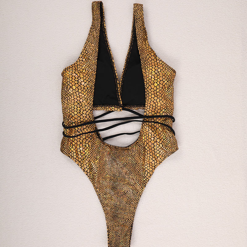 Strappy Lace-Up Swimsuit - One-Piece Bathing Suit