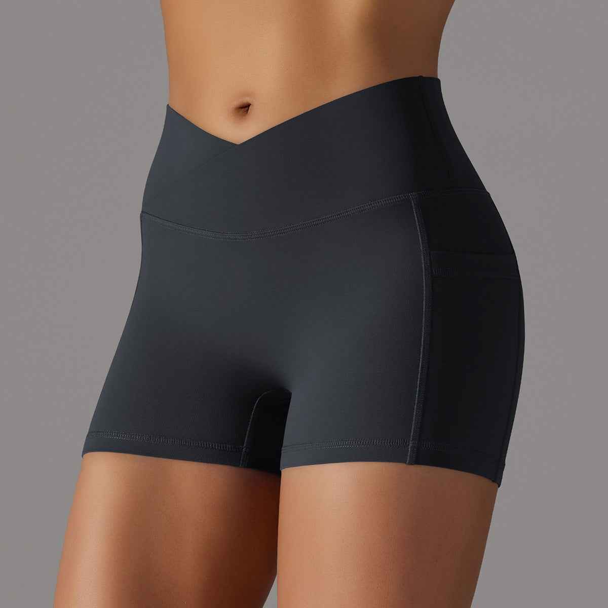 Yoga Shorts With Phone Pocket Design Fitness Sports Pants For Women Clothing