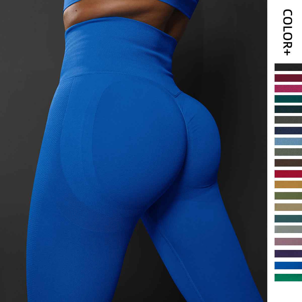 High Waist Workout Leggings - Ribbed Waistband and Ankle Fit