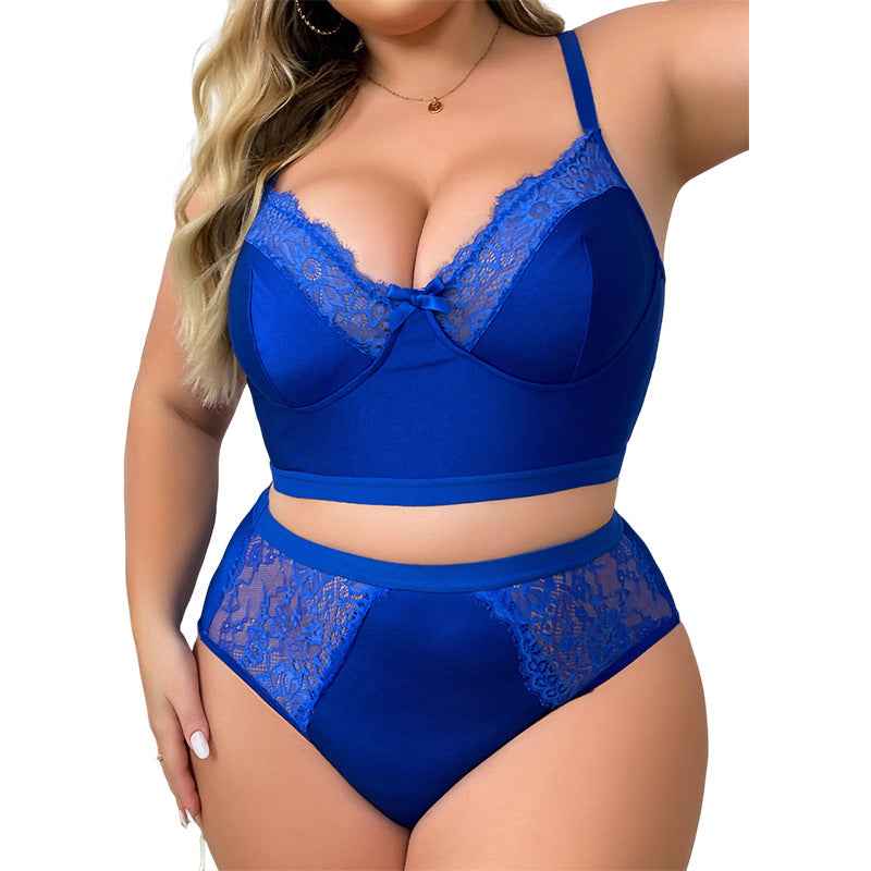 Sexy Plus-Size Lace Patchwork Lingerie For Women