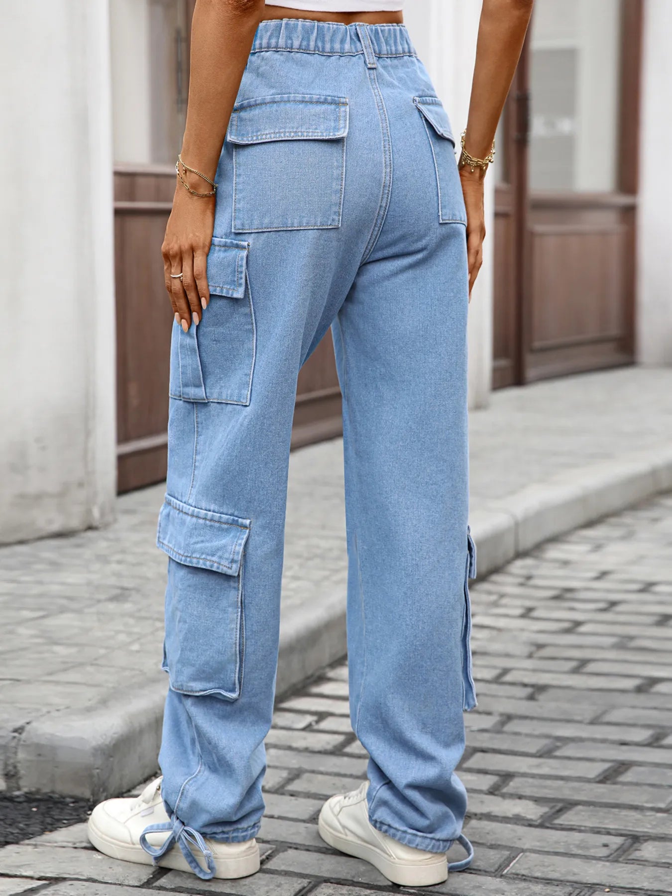 Casual Wide Leg Cargo Jeans - Relaxed Fit Denim - Fashions Envy