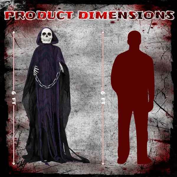 6ft Animatronic Grim Reaper - Sound Activated LED Eyes