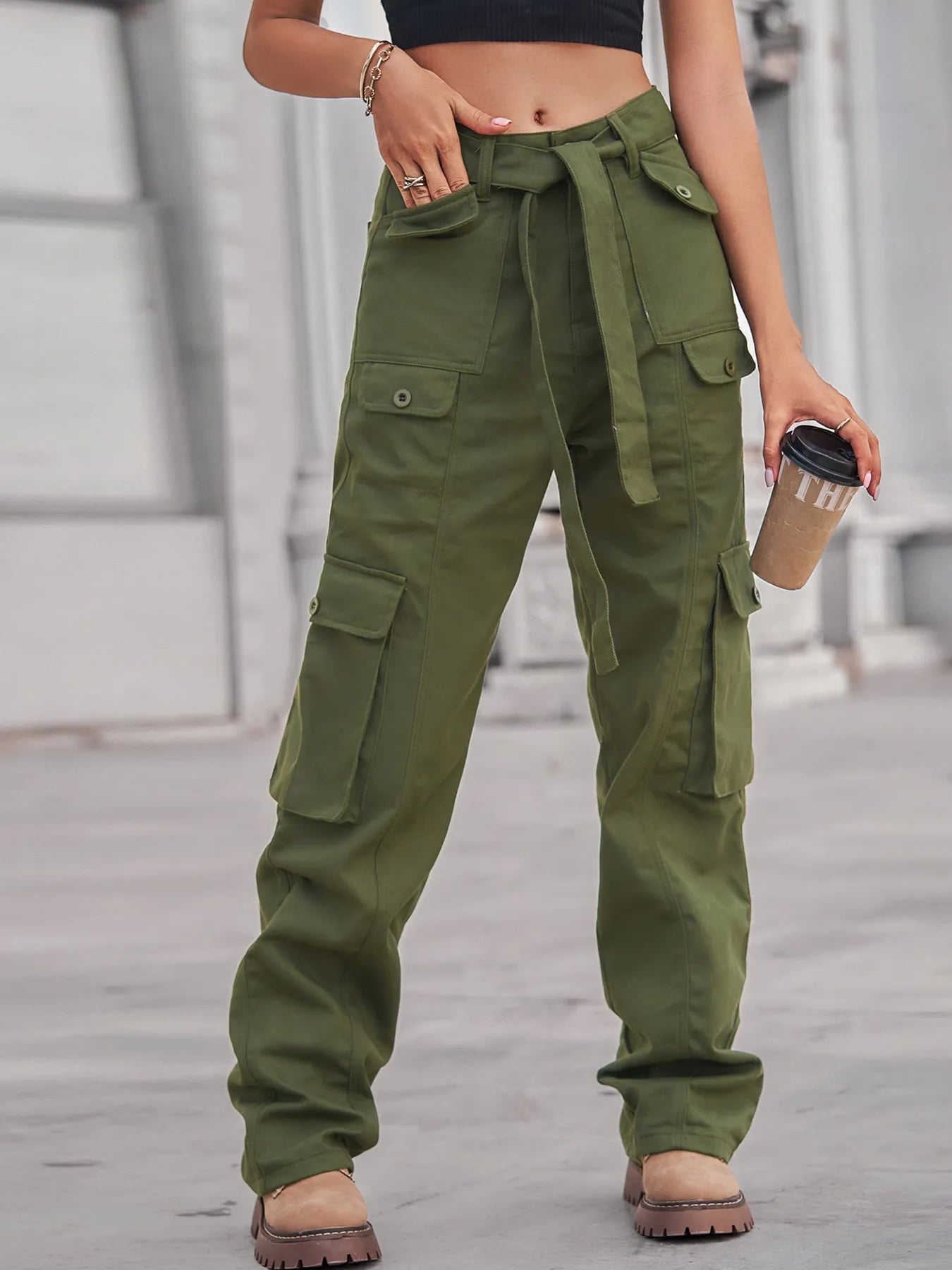 High-Waisted Cargo Jeans - Multi-Pocket Denim Pants - Fashions Envy