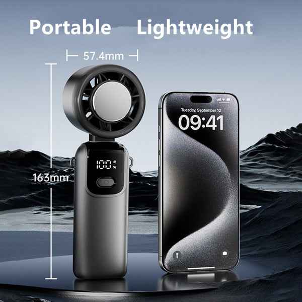 Portable Handheld Mini Turbo Fan - USB Rechargeable LED Display