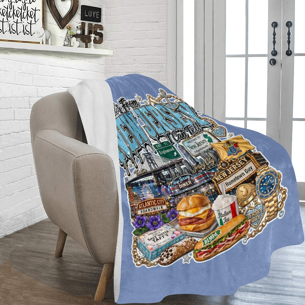 Cornflower Blue He's From New Jersey Fleece Blanket 60x80