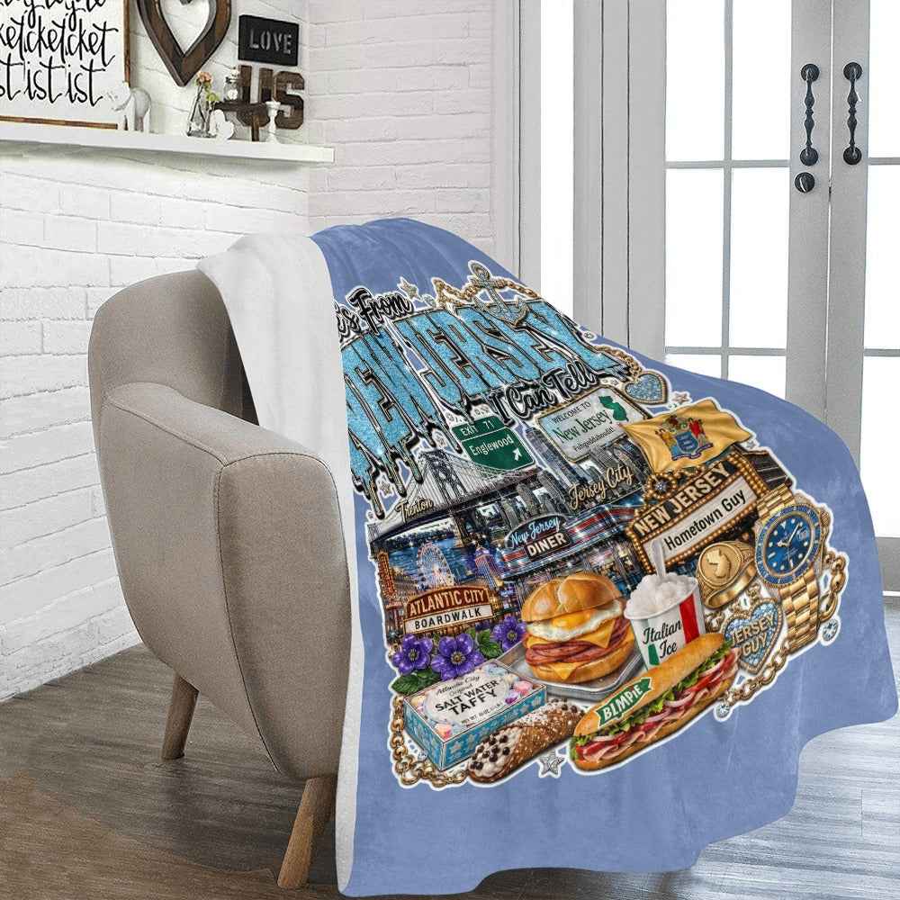 Cornflower Blue He's From New Jersey Fleece Blanket 60x80