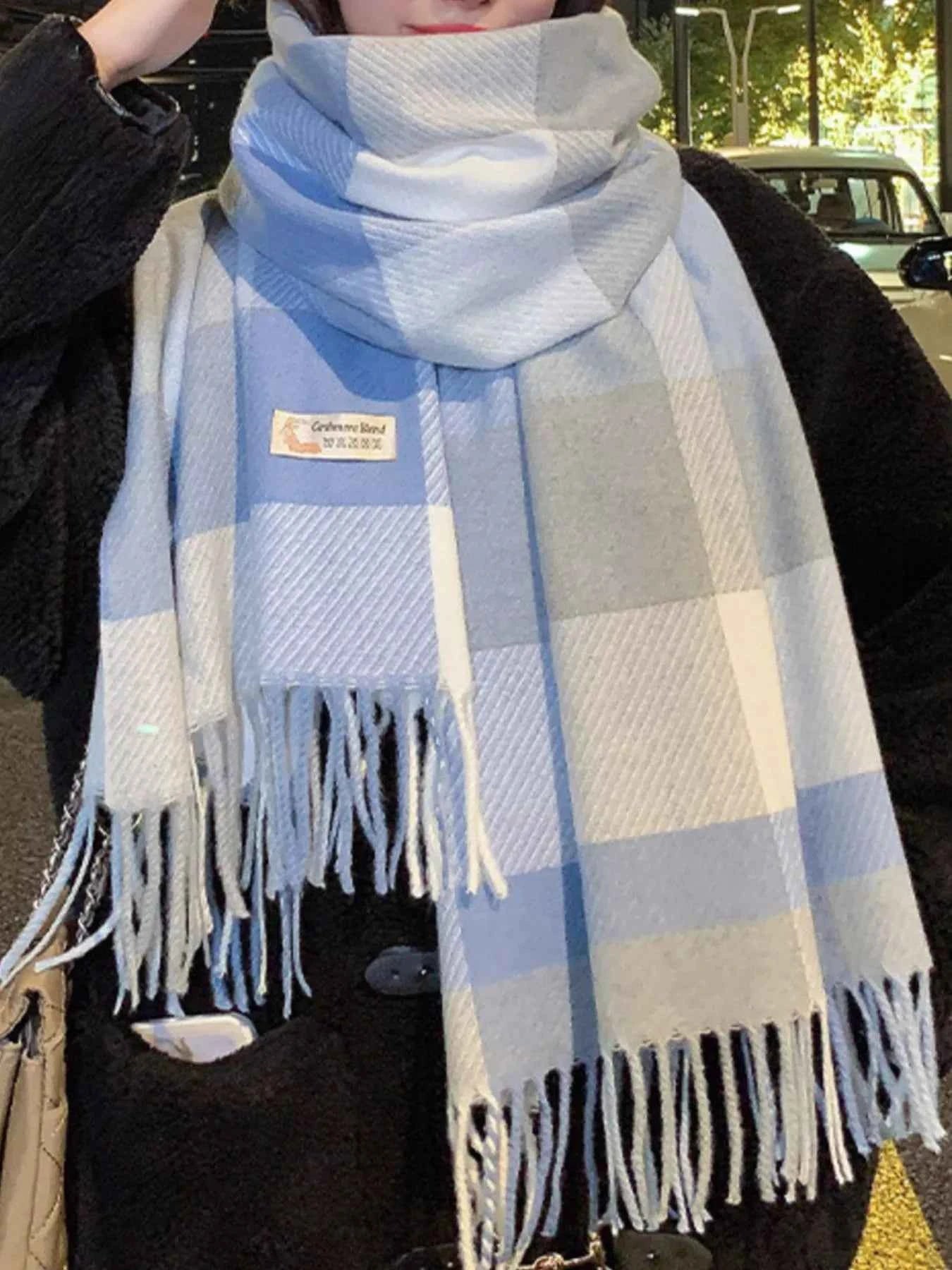 Fringe Plaid Scarf