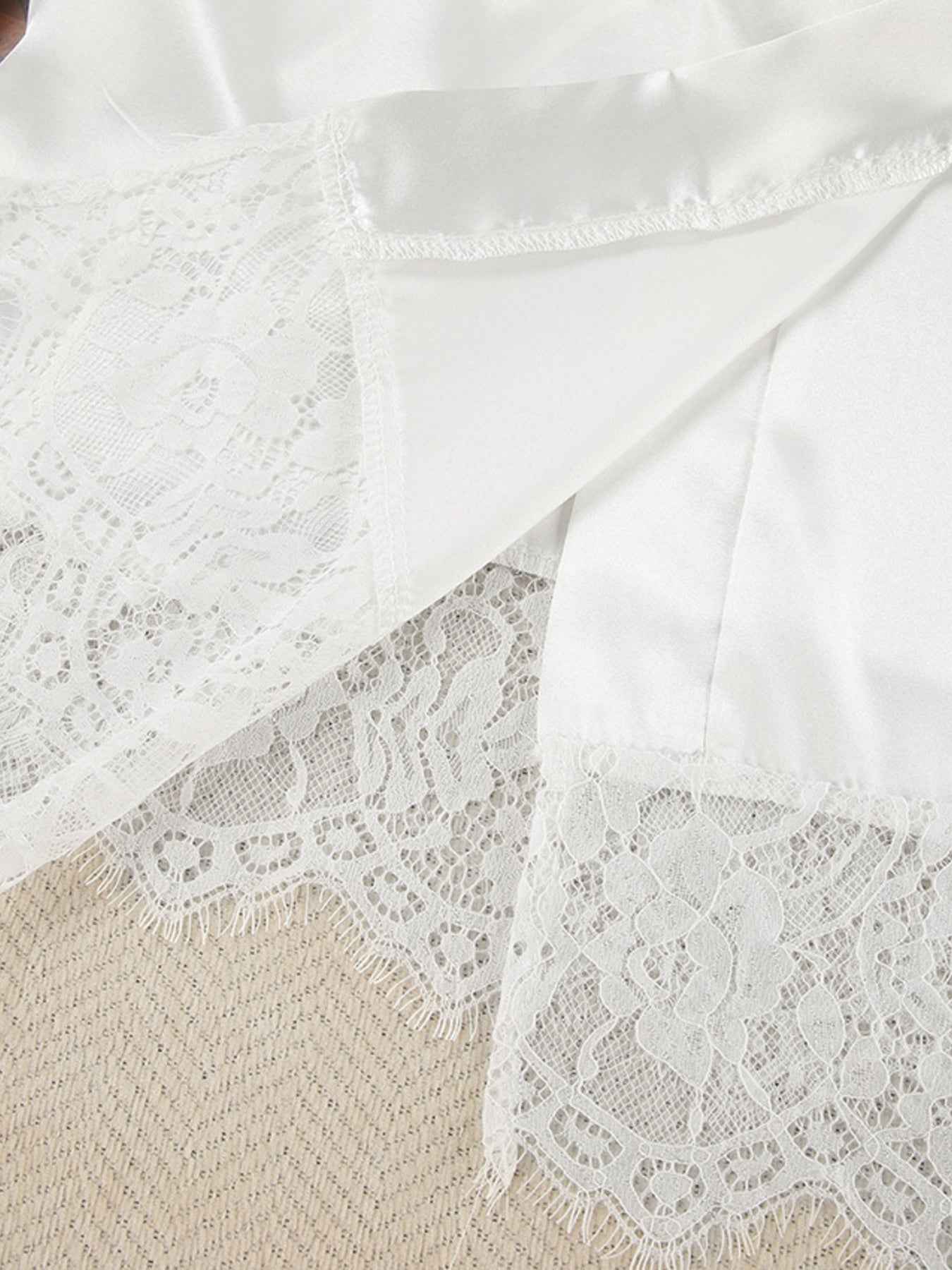 Shorts Lounge Set - Cami and Lace Trim Cardigan