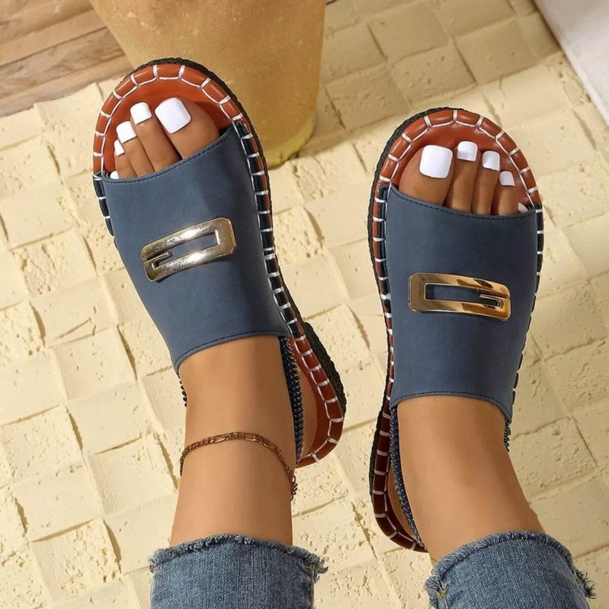 Stylish Open Toe Low Heel Sandals - Fashions Envy
