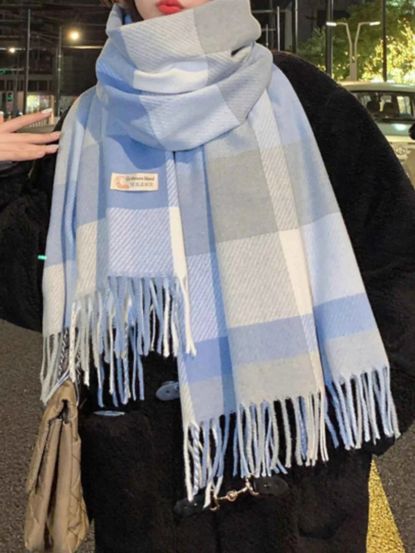 Fringe Plaid Scarf