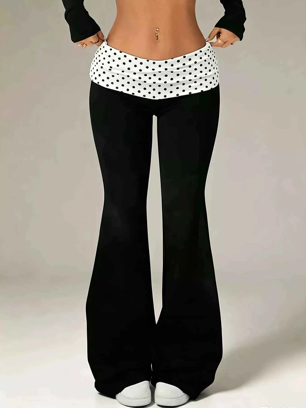 Polka Dot High Waisted Flare Pants - Retro Statement Fit