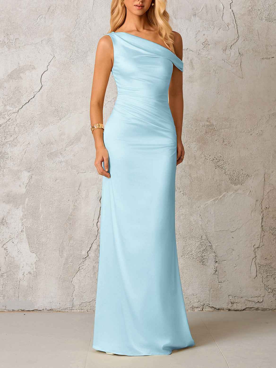 Slant-shoulder Figure-hugging Maxi Dress - Slimming Sexy And Elegant