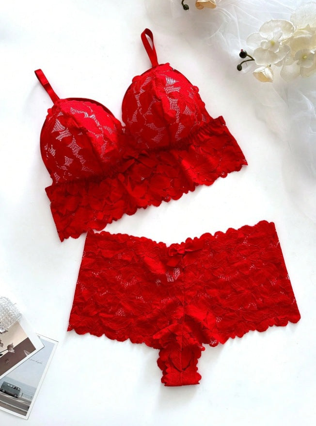 Lace Figure-hugging Bra Set - Sleeveless Lingerie